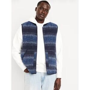 Old Navy Men's Relaxed Boiled Wool Striped Full Zip Vest Size Large NWT
